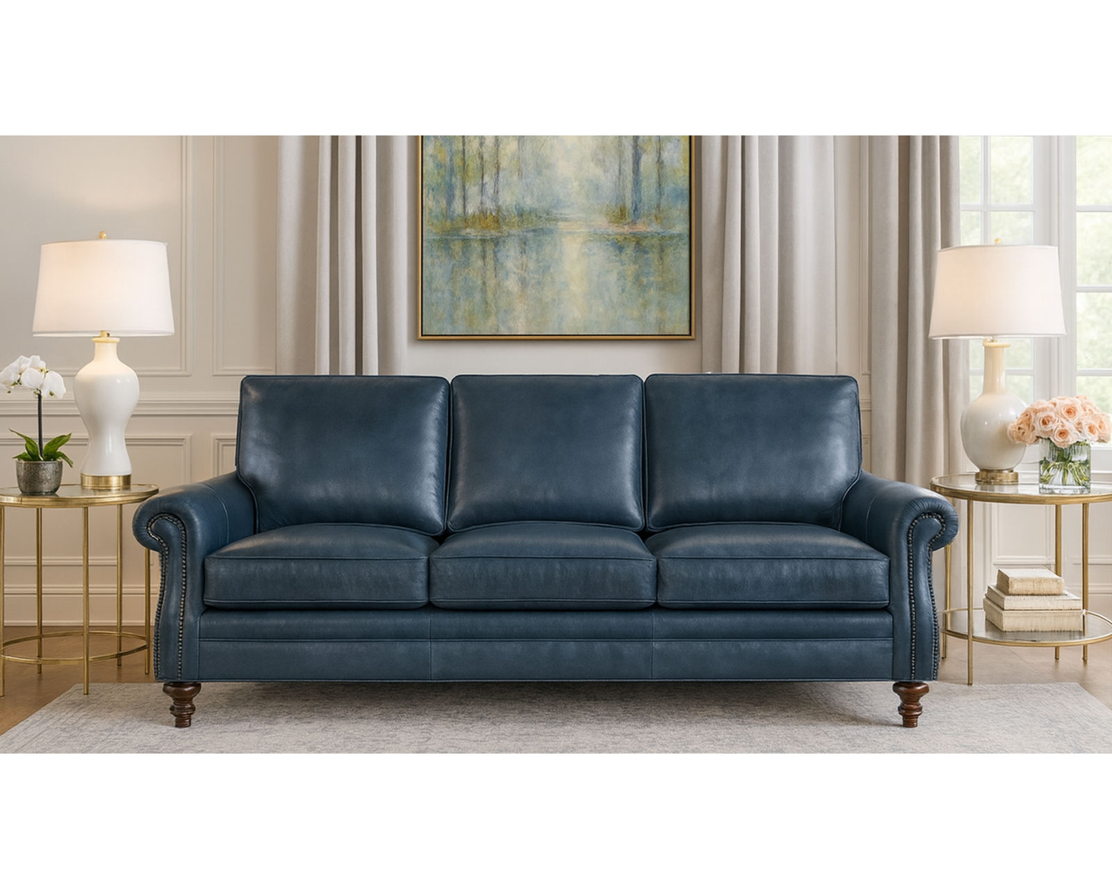 Bradington Young Reddish 579 Chair (12 leathers) 8-Way Hand Tie - Reddish Stationary Sofa 8-Way Hand Tie
