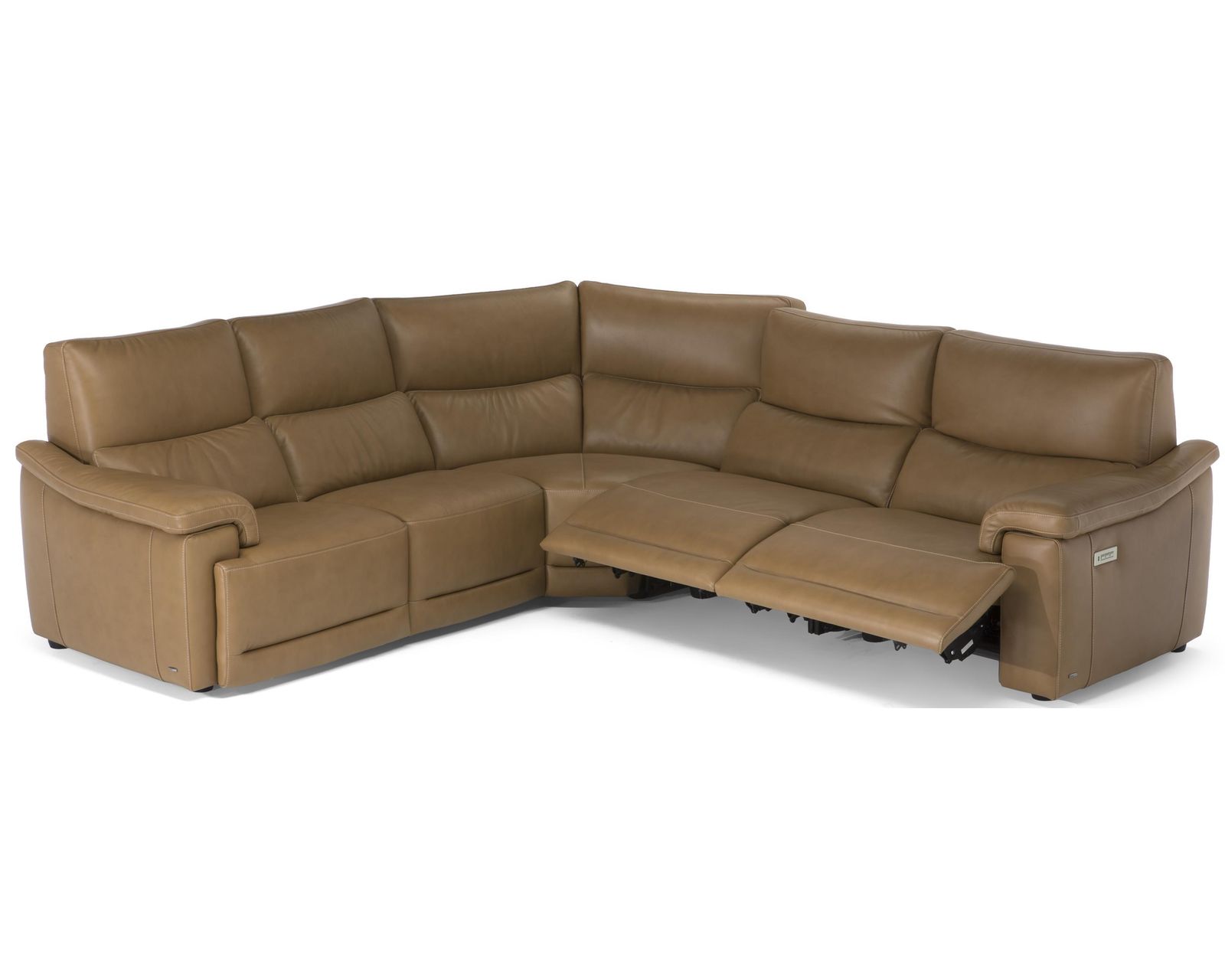 Brama C070 Triple Power Reclining Sectional (+50 leathers) - Layout B: Five Piece Reclining Sectional (2 Recliners) 116" x 116" (option Armless Wide Triple Power Recliner shown)