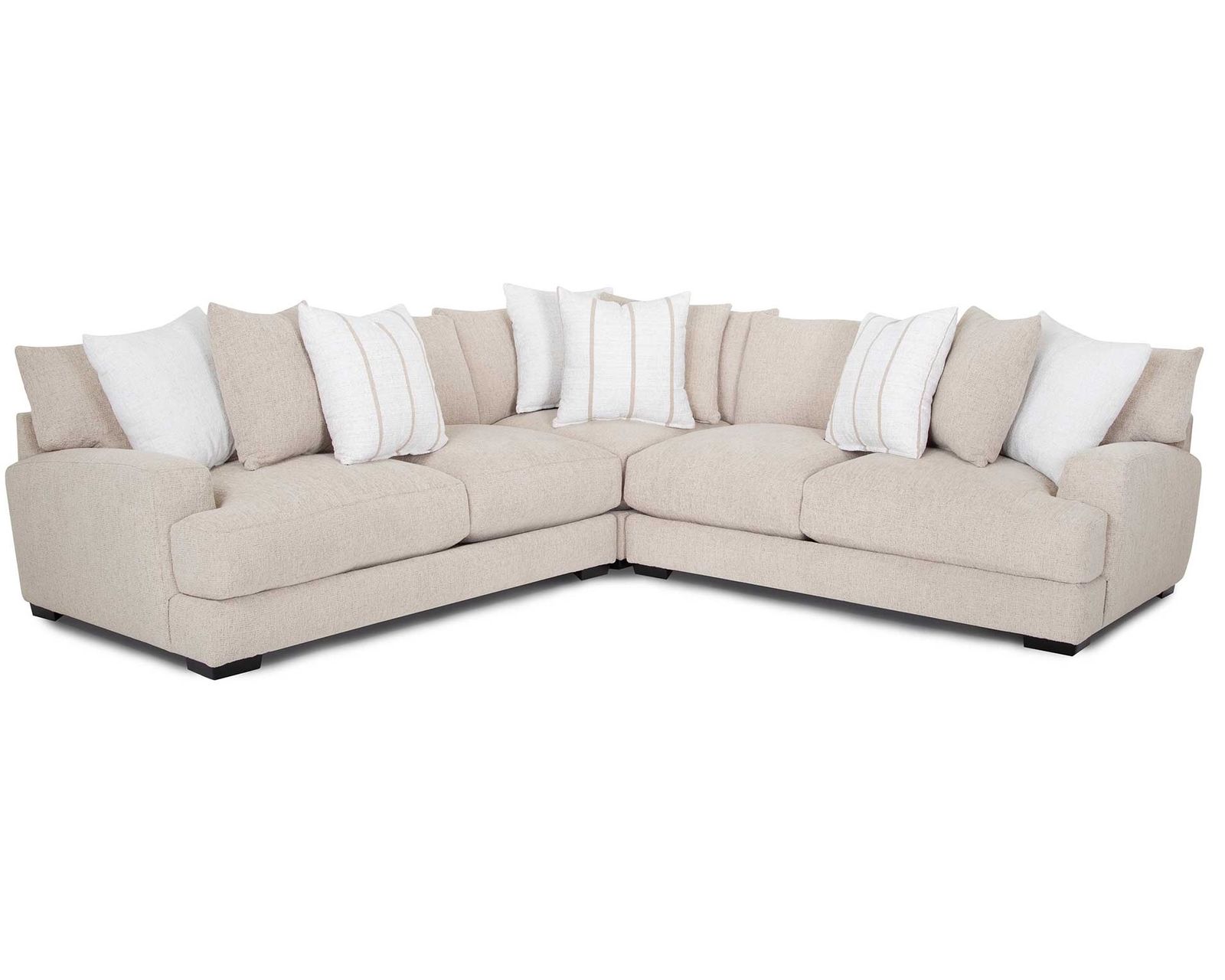 Shay Casual Modern Modular Sectional (Relaxed Modern Style. Deep Comfort) - Layout C: Three Piece Sectional 114.5" x 114.5"