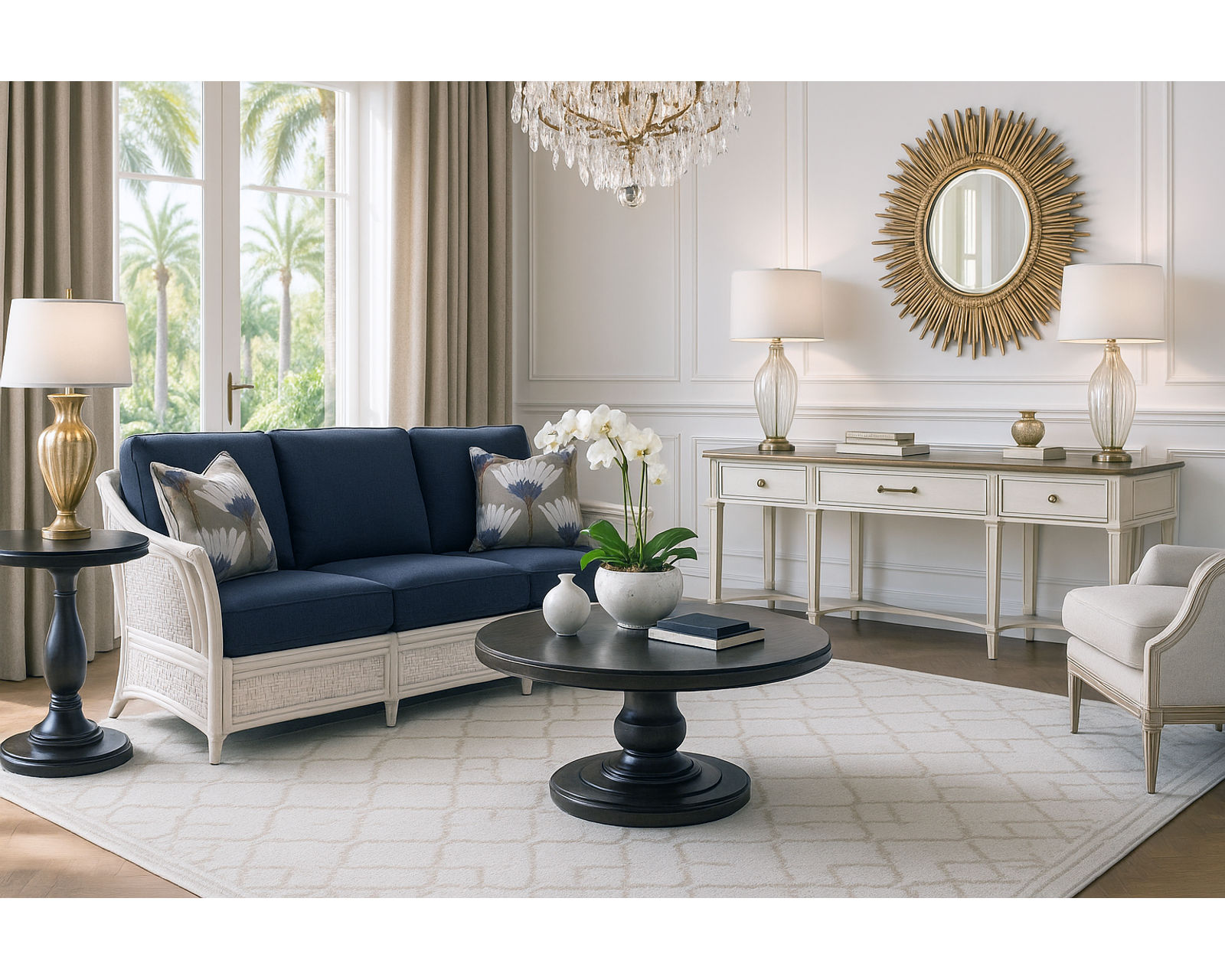 Boca 78" Rattan Sofa Blue (+28 finishes +69 fabrics) - Boca 78" Rattan Sofa
