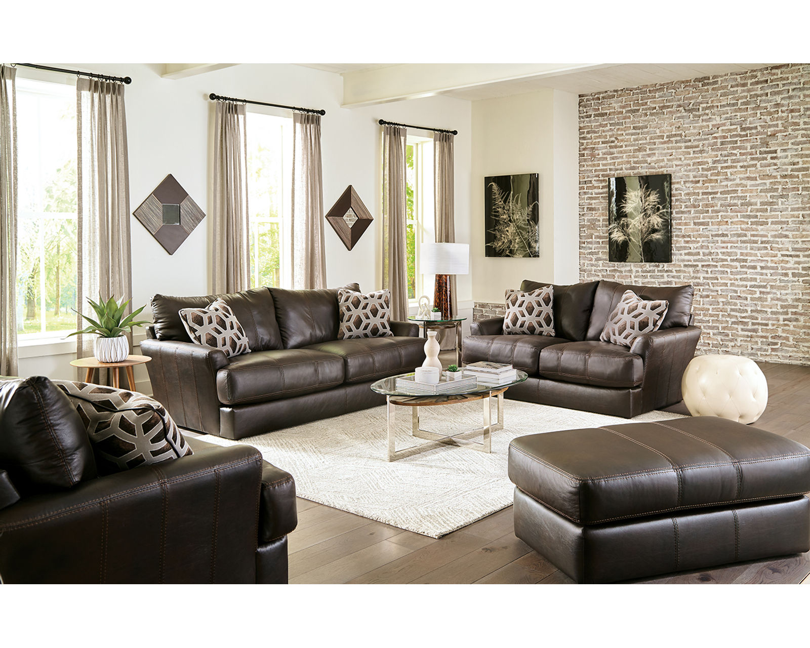Prato Top Grain Leather Touch 85" Sofa (2 colors) includes pillows