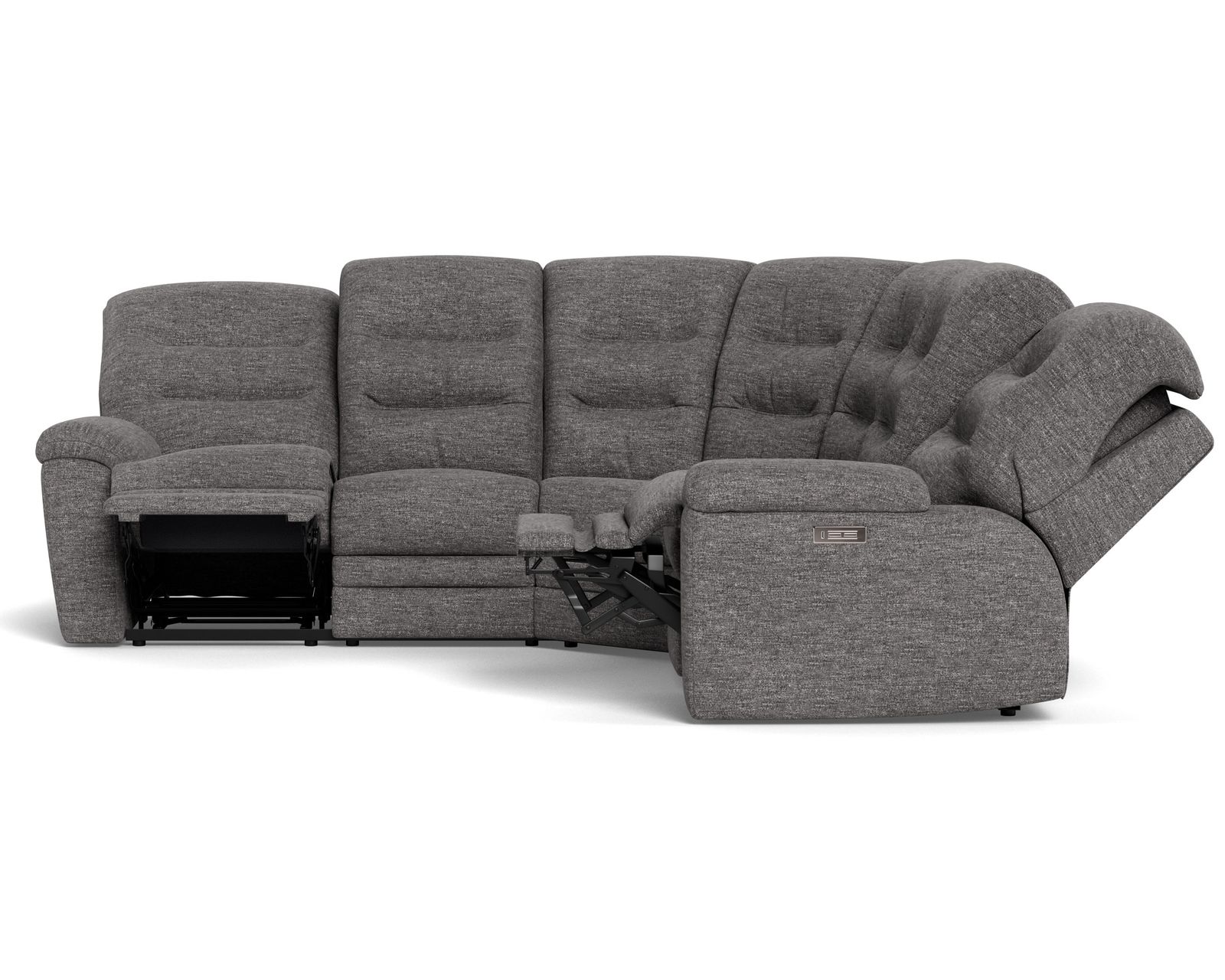 Keiran Power Headrest Power Reclining Sectional (+200 colors) - Layout A: Five Piece Reclining Sectional 110" x 110" (2 recliners)