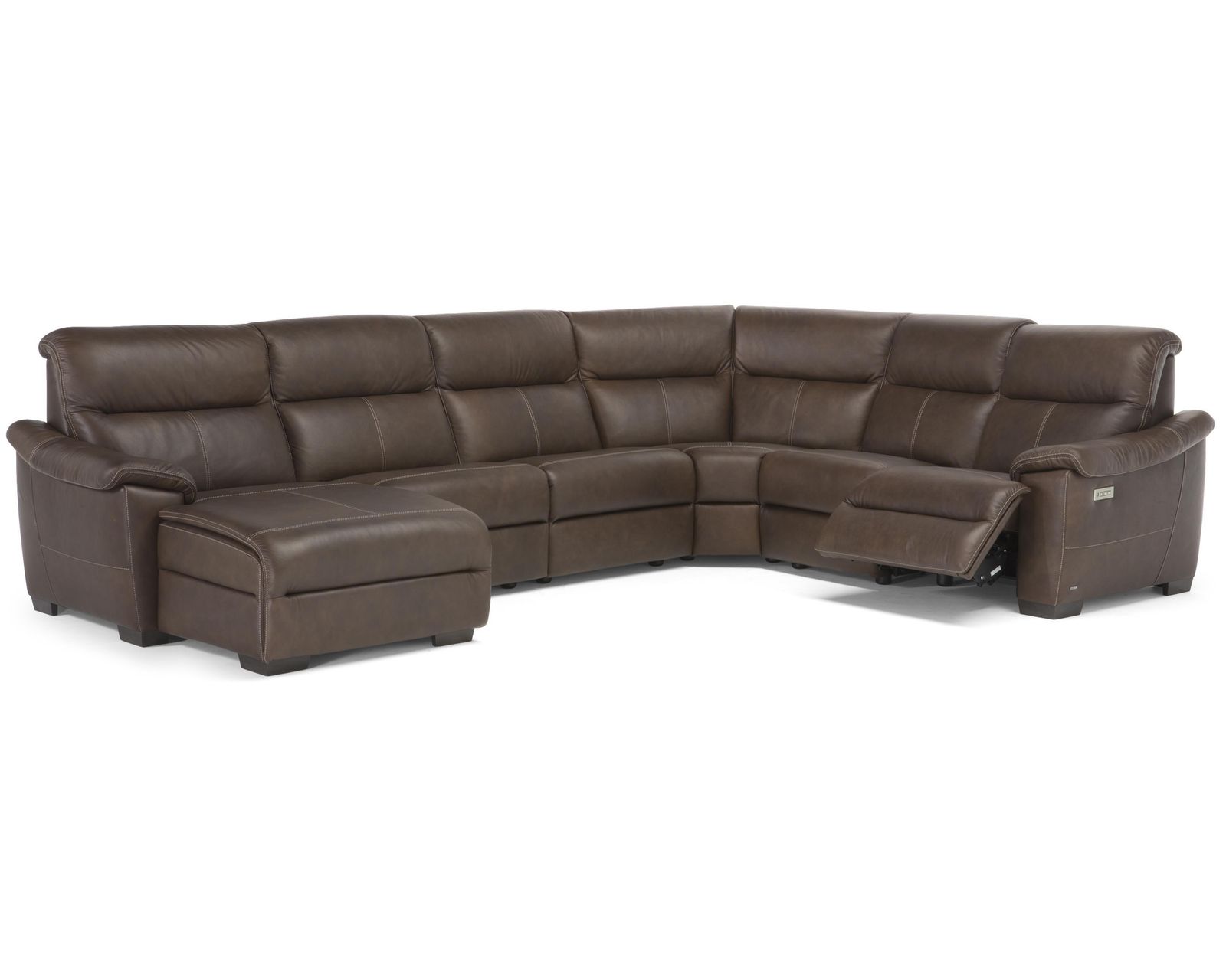 Potenza C063 Triple Power Reclining Sectional (+50 leathers) - Layout G: Six Piece Reclining Sectional (3 recliners) 147" x 117"