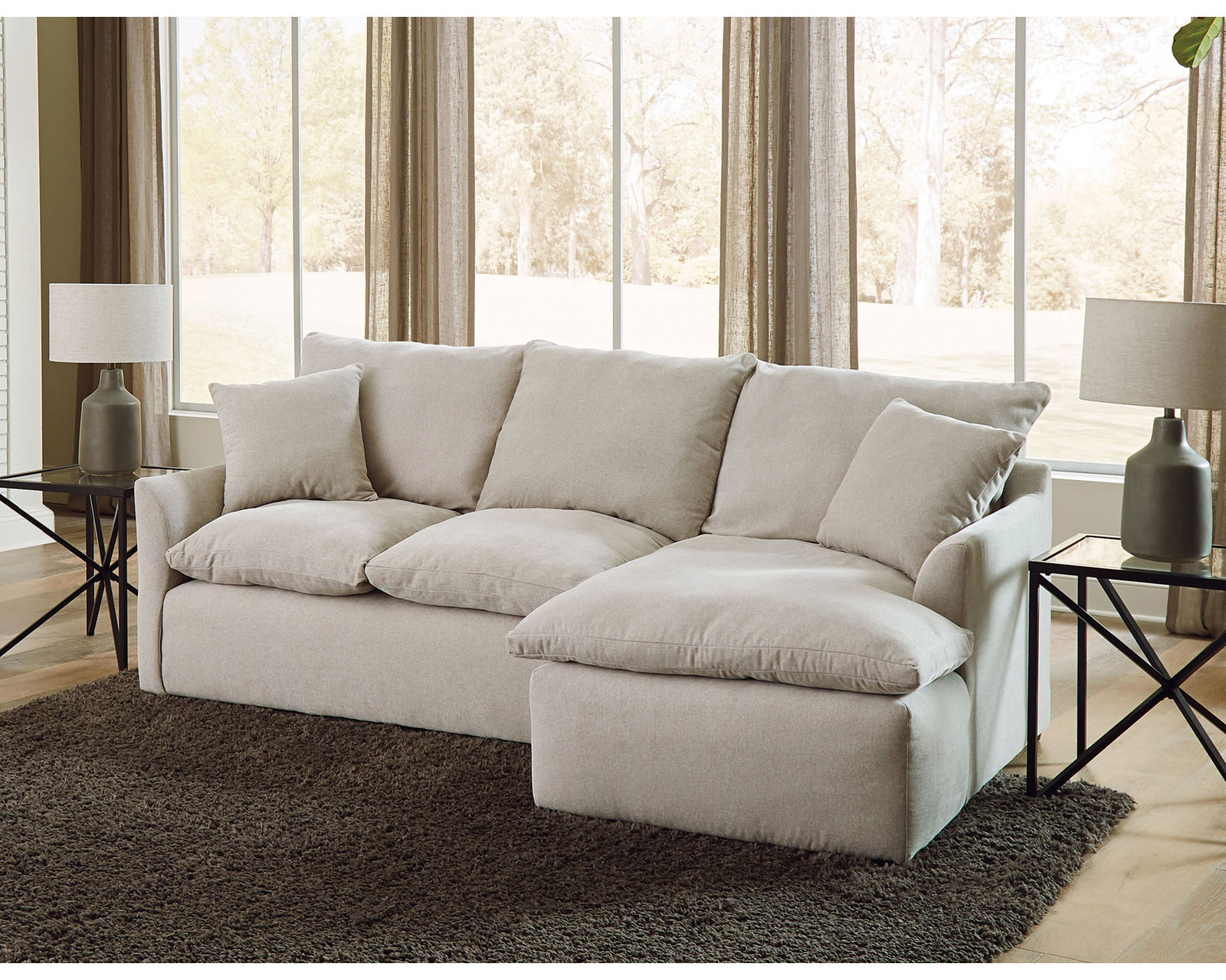 Harper 1345 Stationary Sectional (Relaxed living) - Harper LSF Sofa + Harper RSF Chaise