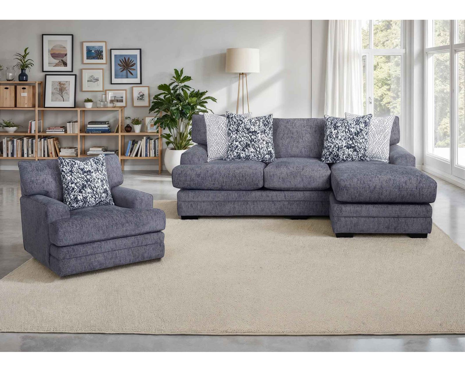 Sapphire 99" Sofa with Reversible Chaise (Relax Your Way. Reversible Chaise Comfort with a Fresh Designer Look) - Professionally Designed. Beautifully Coordinated. Affordably Yours.