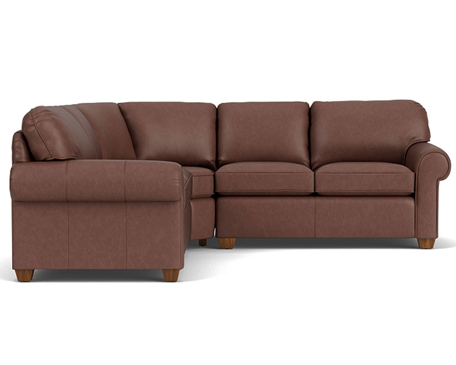 Thornton Leather Stationary Sectional (Leather choices) - Sectional Layout O:  Features the Flexsteel Blue Steel Seat Spring never needs replacing