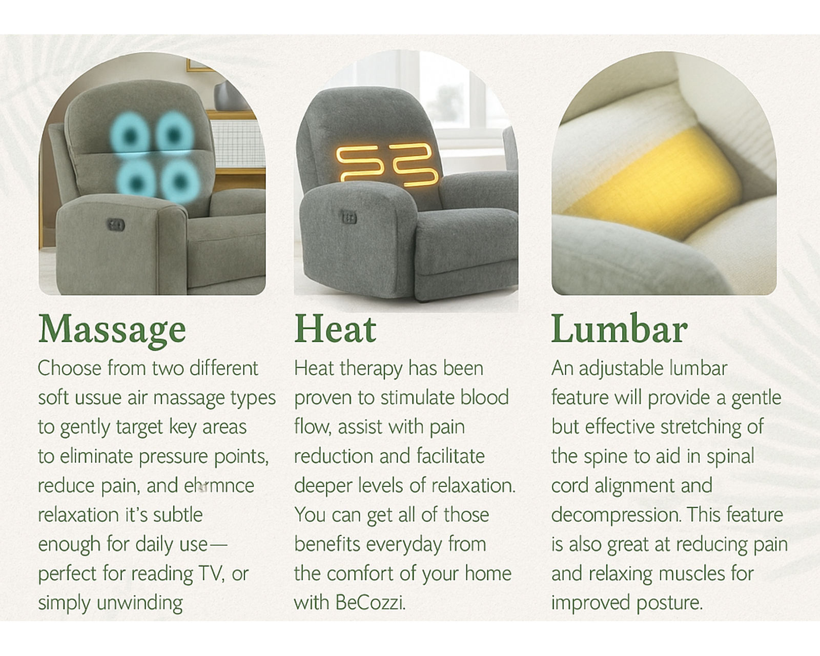 Suitably BeCozzi Triple Power Leather Lift Recliner w/Heat & Massage (+46 leathers) 350 Pounds - Massage - Heat - Lumbar