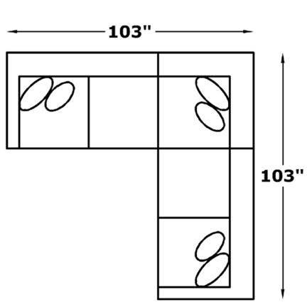Layout C: Three Piece Sectional 103" x 103"