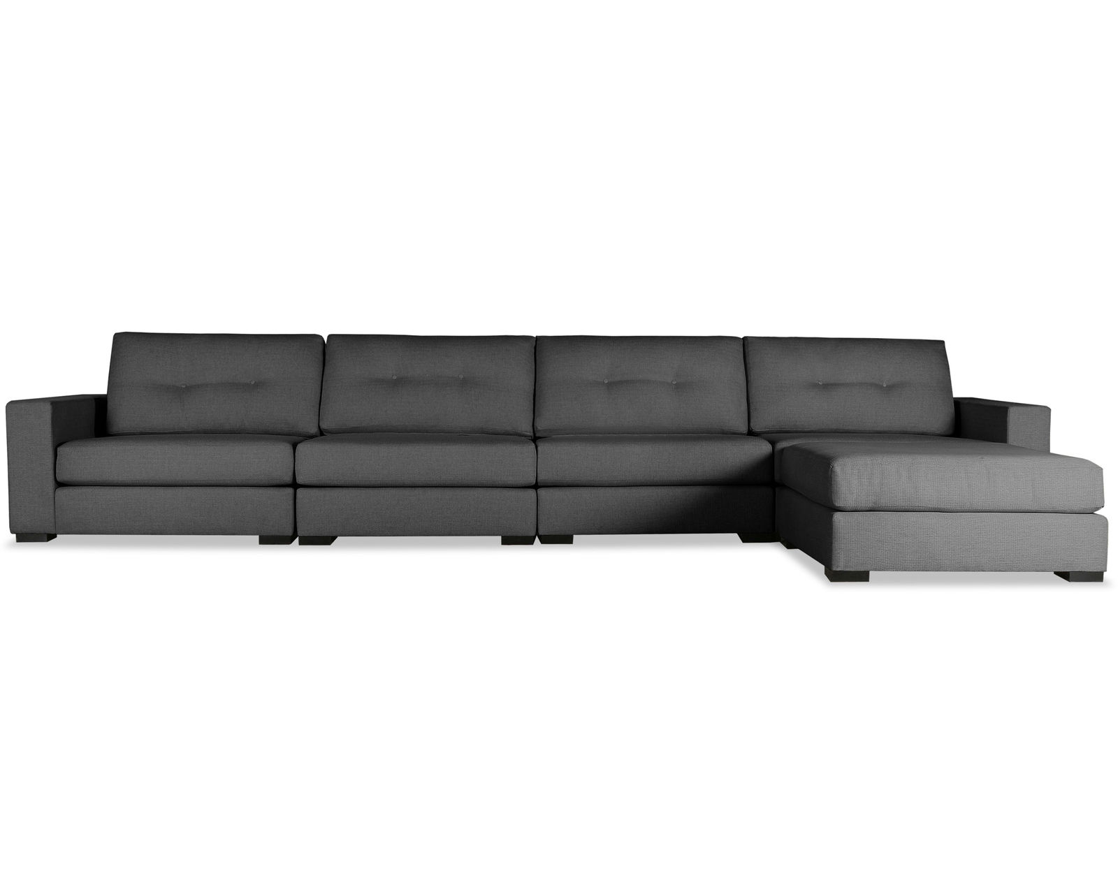 Veranda Buttoned 5 Pieces Modular Sectional w/ Chaise Left or Right (3 Colors Available) - Veranda Buttoned 5 Pieces Modular Sectional w/ Chaise Left or Right In Charcoal