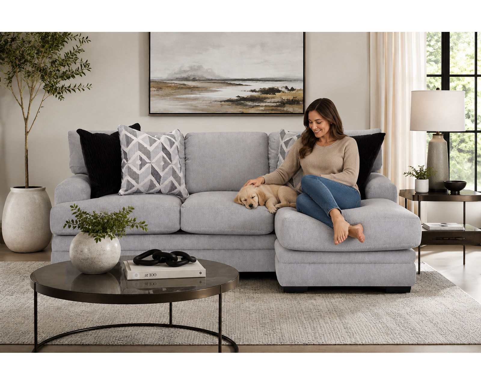 Cleo 99" Sofa with Reversible Chaise (Change the Chaise. Change the Room) - Luxury Looks. Beautiful Rooms. Surprisingly Affordable.