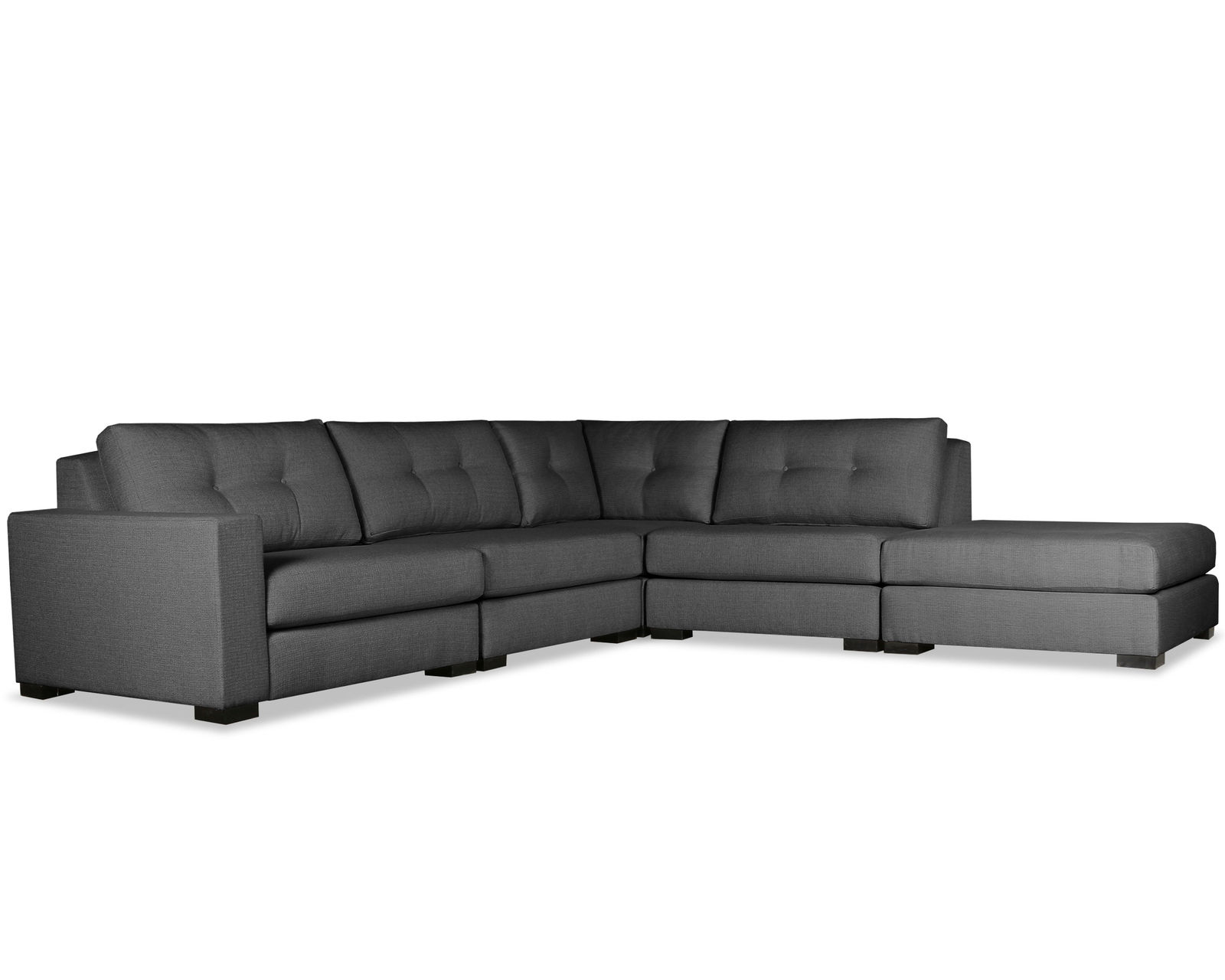 Veranda Buttoned 5 Pieces Modular Sectional A (Choice of Colors) - Veranda Buttoned 5 Pieces Modular Sectional in Charcoal