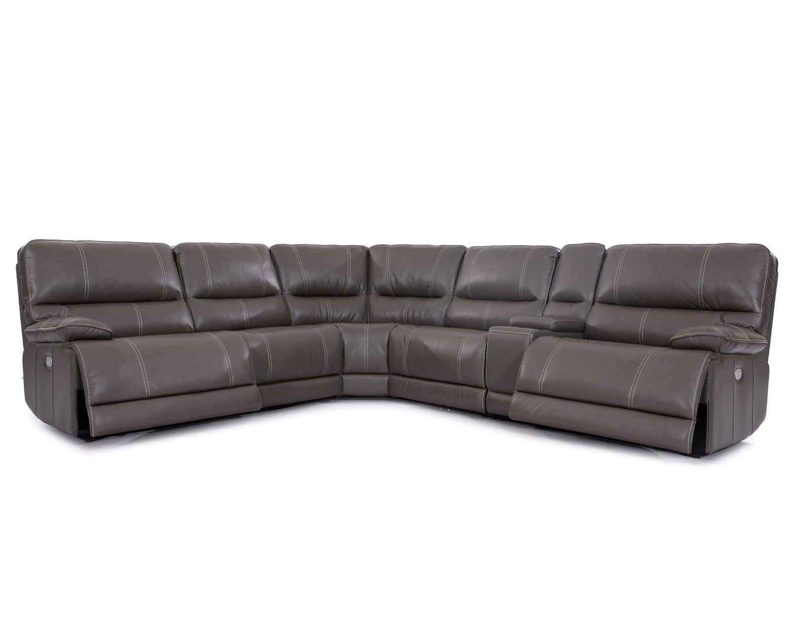 Shelby Power Headrest Power Reclining Sectional in Cabrera Haze (Leather like fabric) - Shelby 6 Piece Power Headrest Power Reclining Sectional in Cabrera Haze