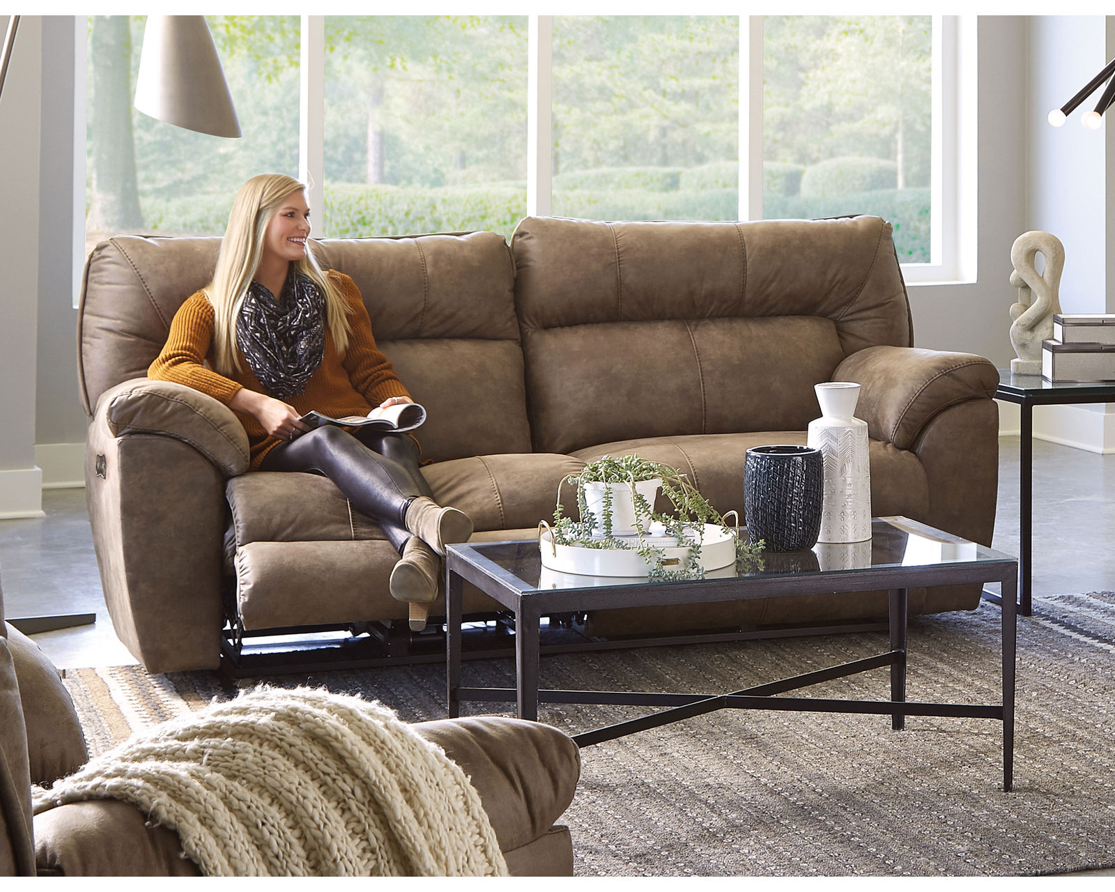 Hollins Wide Seat Power Reclining Sofa (88") In stock - Comfort Coil Seating Featuring Comfor-Gel