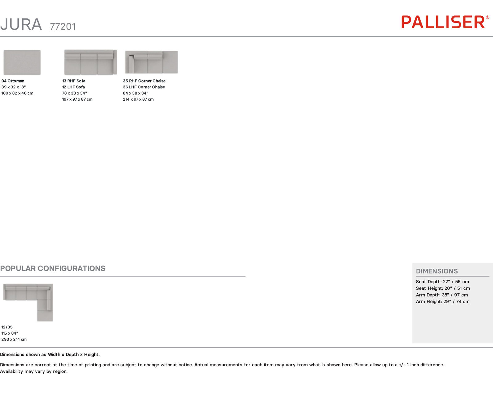 Jura 77201 Stationary Sectional (+50 fabrics)
