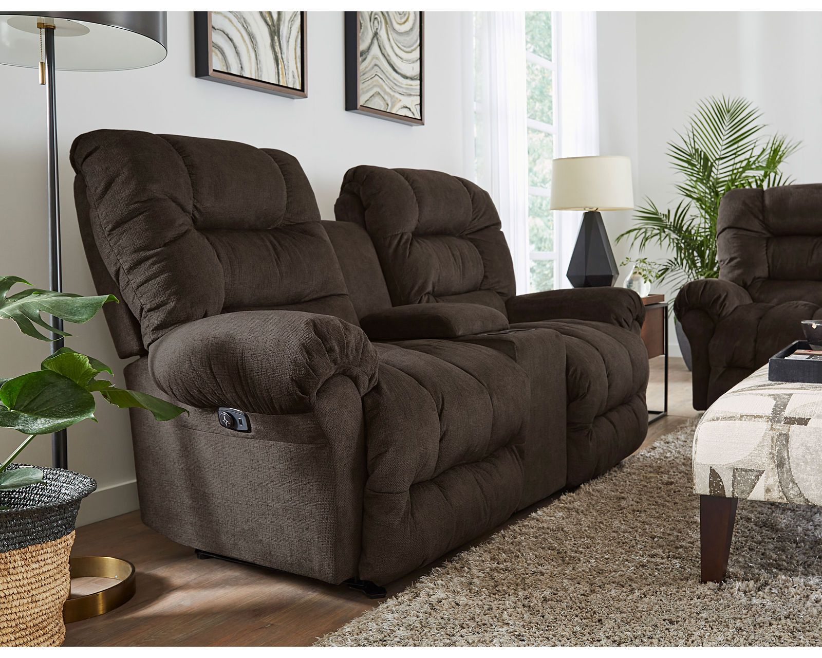 Seger Double Reclining Sofa (+100 fabrics) 92" - Seger Console Reclining Loveseat - Rocking Reclining Console Loveseat Available