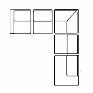 Layout K: Five Piece Sectional 107" x 120"