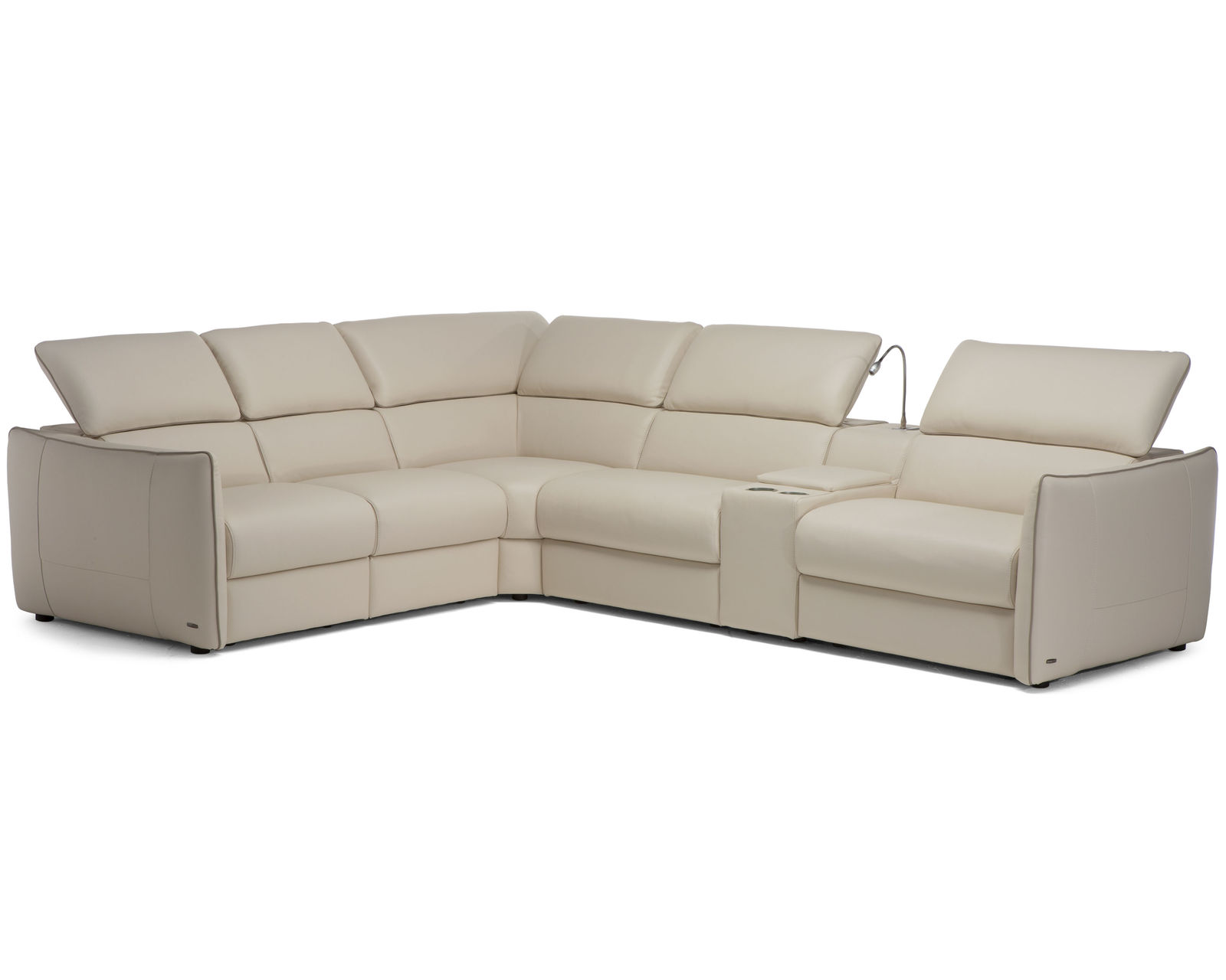 Meraviglia B995 Leather Reclining Sectional (+25 leathers) - Layout C: Six Piece Reclining Sectional (3 Recliners) 97" x 110"