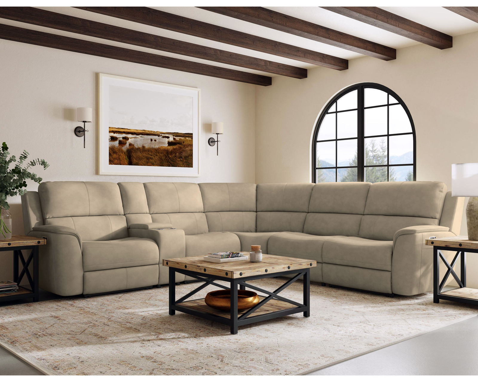 Henry Zero Gravity Reclining Sectional w/ Power Recline - Power Headrest and Power Lumbar (+3 colors) In stock - Layout G: Six Piece Reclining Sectional 128" x 115" (3 Recliners)