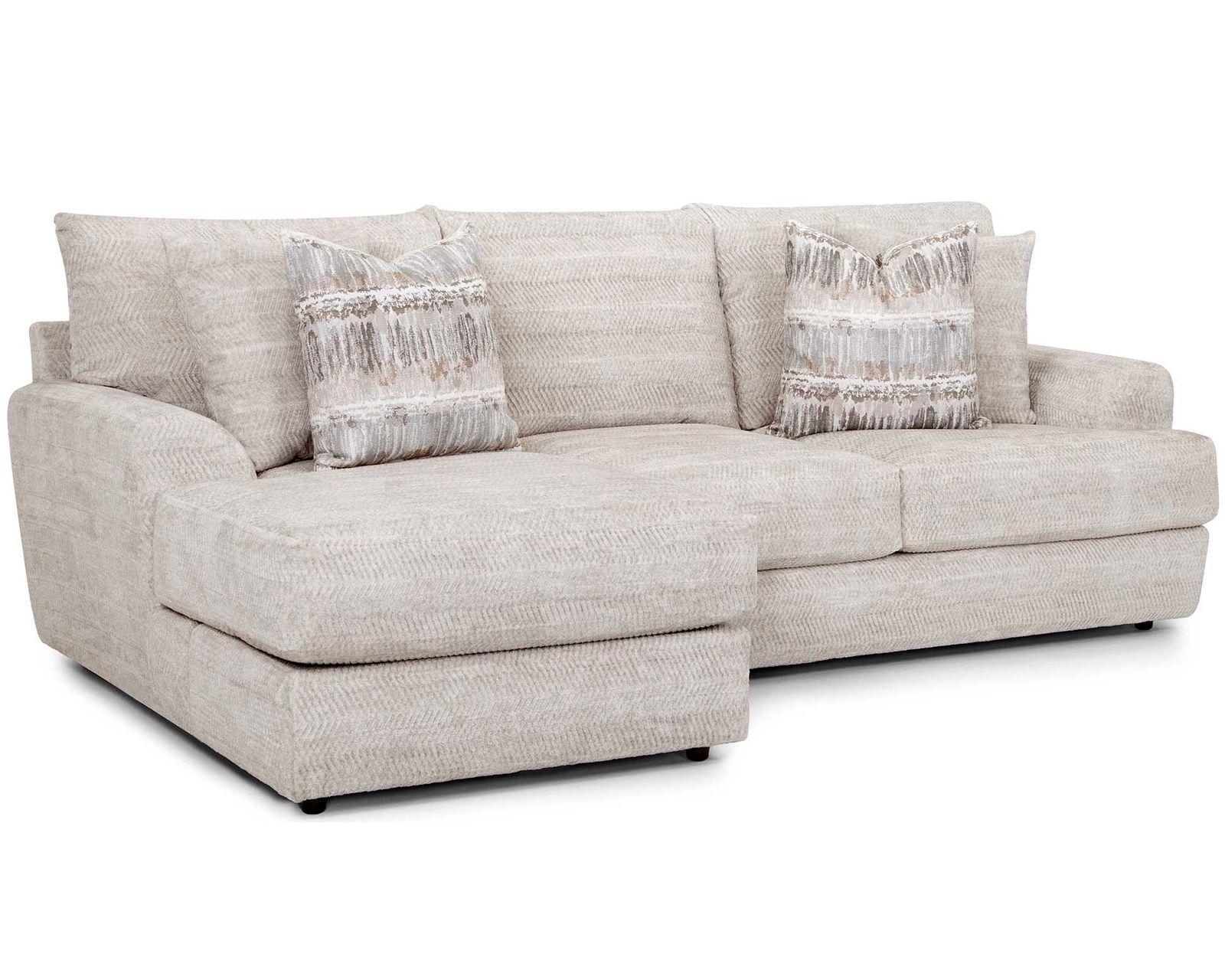 Nash 101" Sofa with Reversible Chaise (REVERSIBLE CHAISE — LOUNGE LEFT. LOUNGE RIGHT. CHANGE IT ANYTIME) - Shown in a Durable Long Wearing Polyester Fabric Sand
