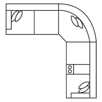 Layout C: Six Piece Sectional 128" x 140" (3 recliners)