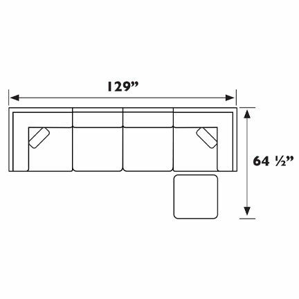 Layout E: Four Piece Sectional (Ottoman Available) 129" Wide
