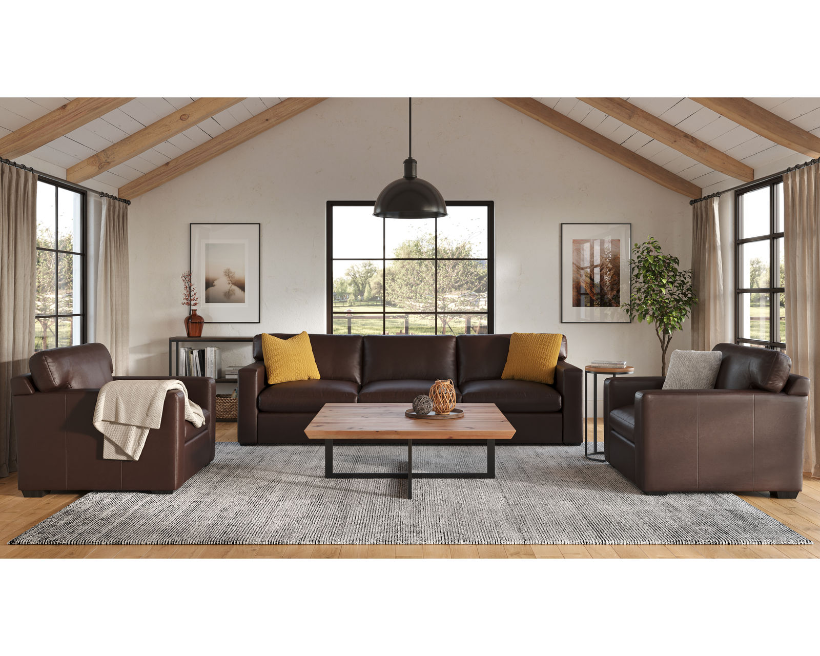 Madison Track Arm Grande 109" Leather Sofa (In Stock)