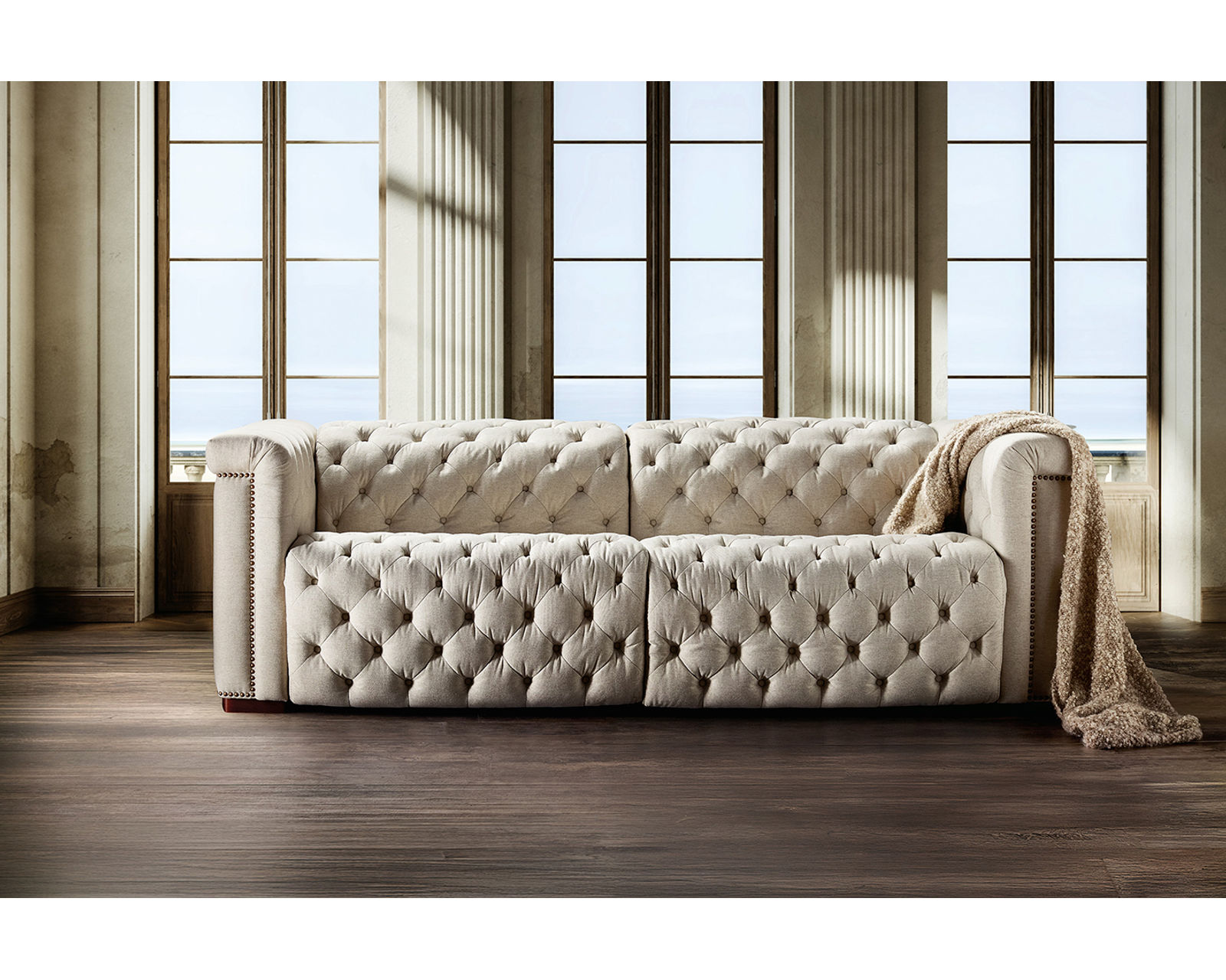 Savion Deux Two Cushion Power Headrest Power Reclining Sofa 144 (In stock)