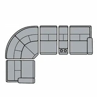 Layout D: Five Piece Reclining Sectional 91" x 136" (2 Recliners)