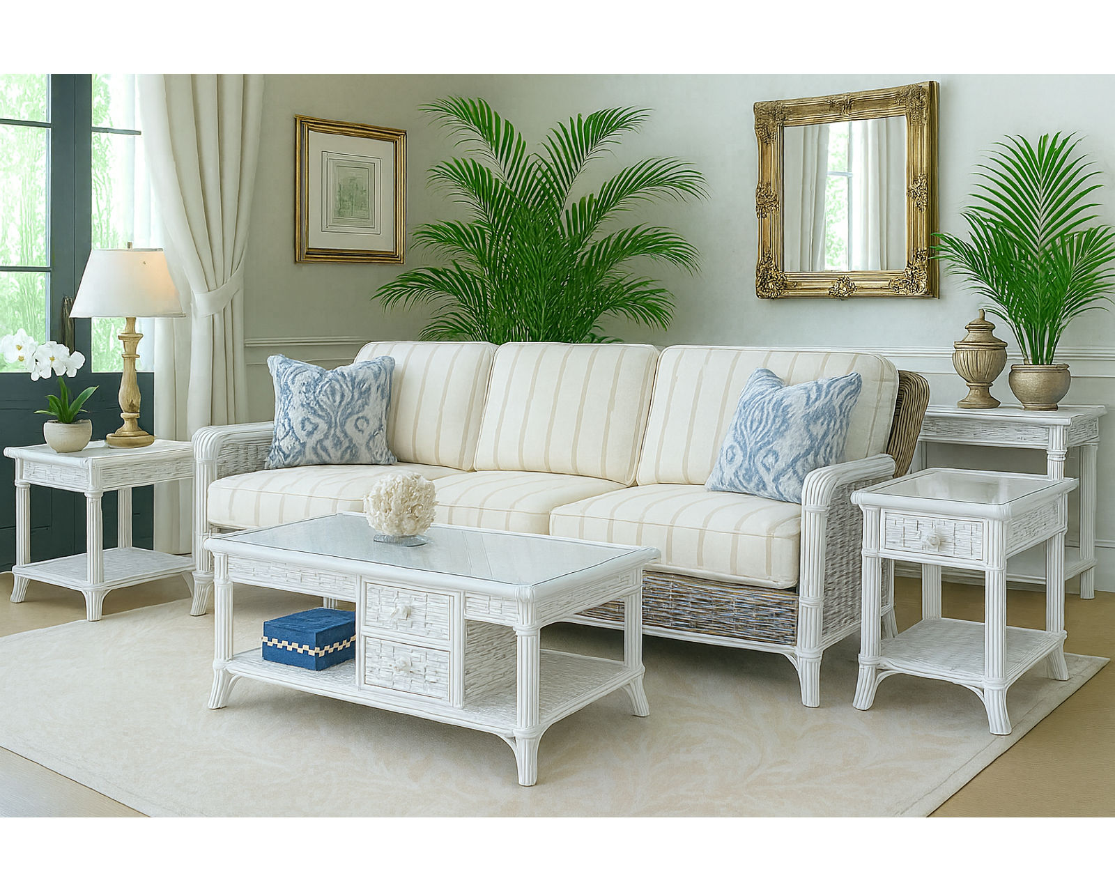 Somerset 81" Rattan Sofa Tan (+28 finishes +69 fabrics) - Somerset 81" Rattan Sofa