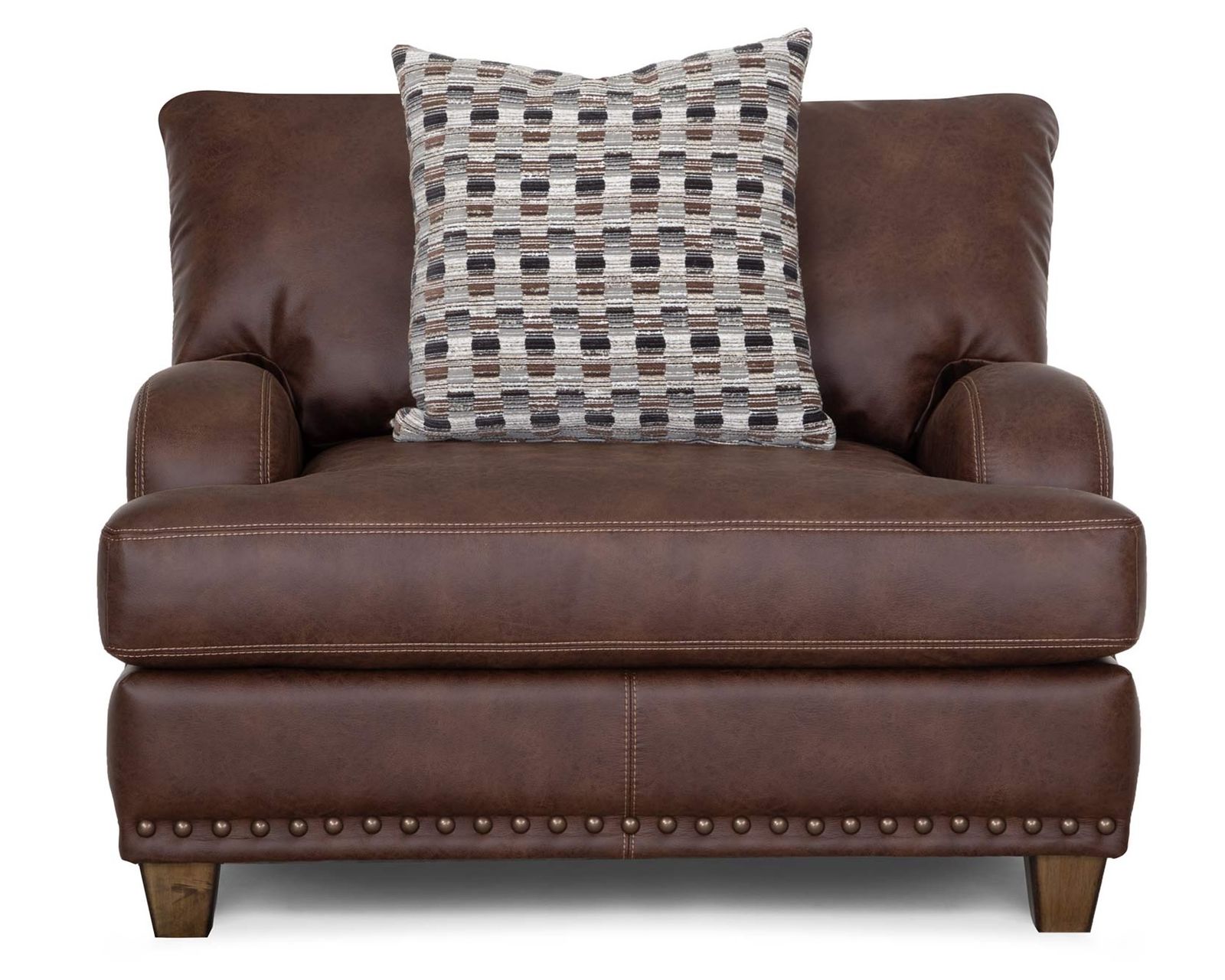 Dayton 93" Leather-Look Fabric Sofa (Rugged Character. Sink-In Comfort. Timeless Style) - Shown in Durable Leather Like Fabric Color Auburn