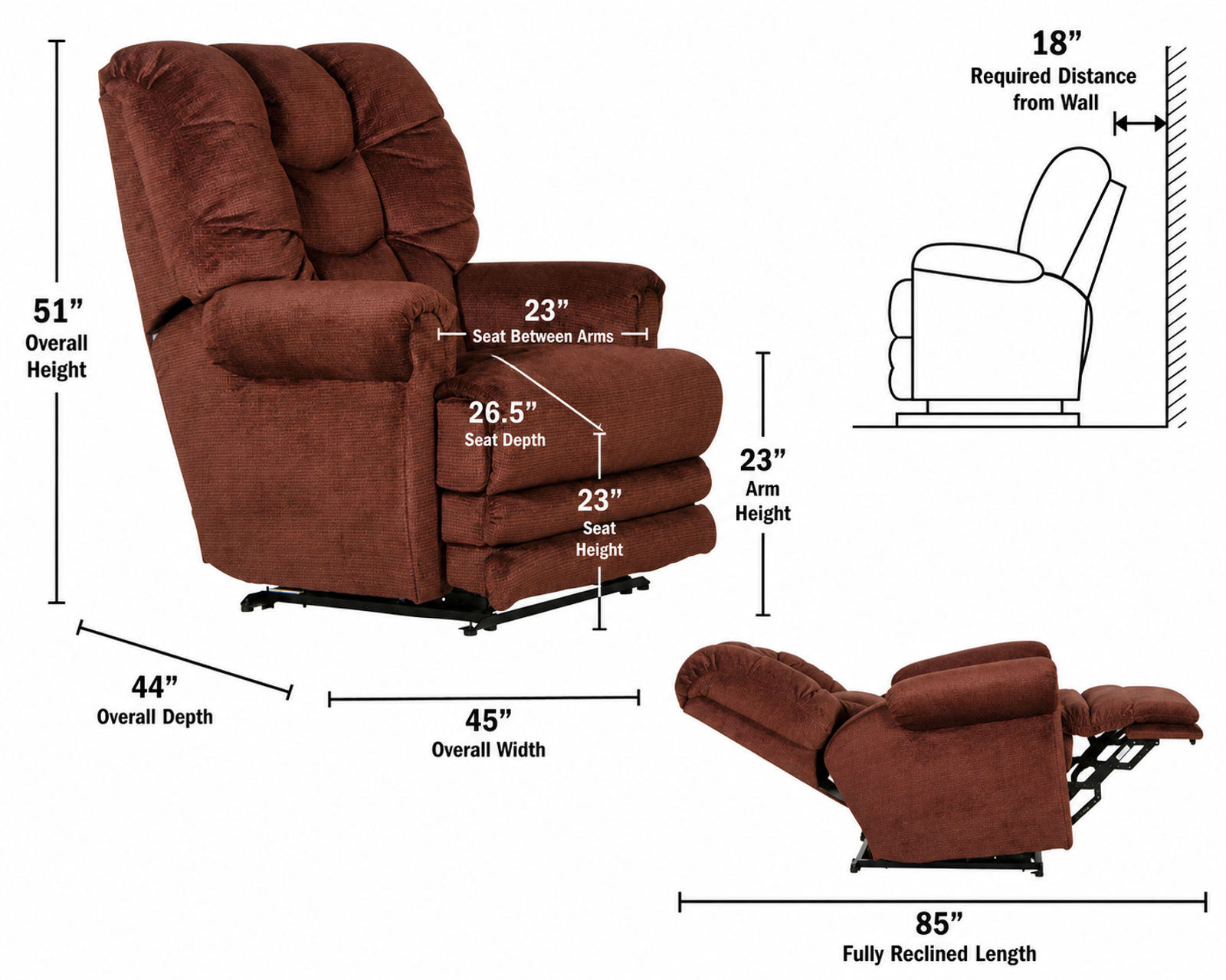 Malone Big Man's Lay Flat Power Recliner Big & Tall Strength. Lay-Flat Comfort (3 colors) - Engineered for Relaxation. Crafted for Life.