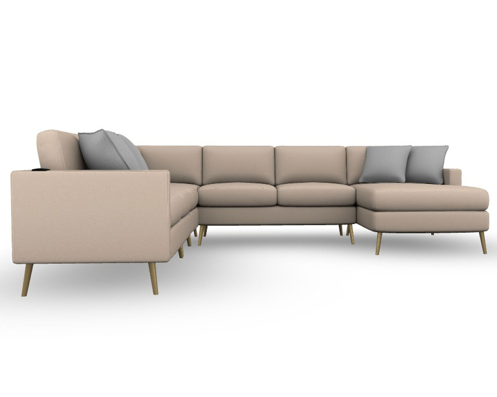 Trafton M10 Stationary Sectional (+139 fabrics)USB charging - Layout G: Four Piece Sectional 92" x 124" (Two USB chargers)