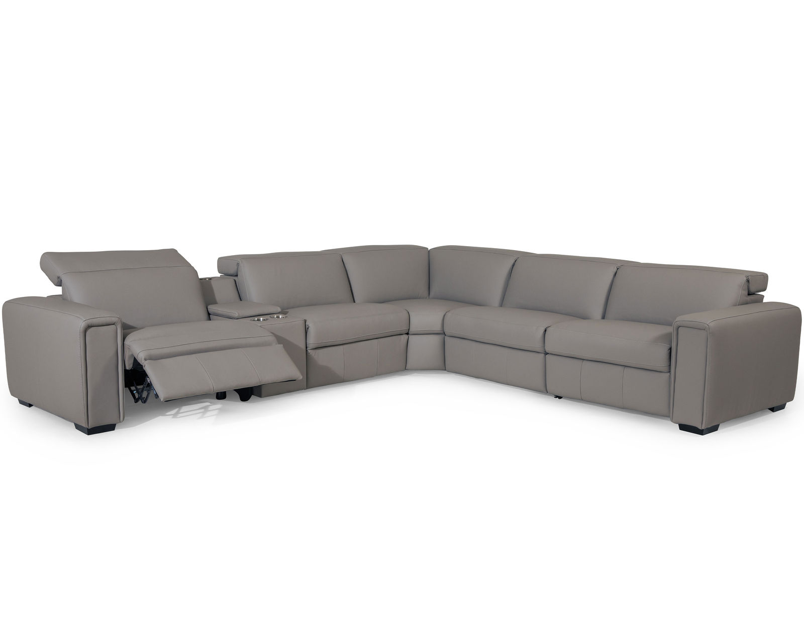 Titan 44004 Power Headrest Power Reclining Sectional (+100 leathers) - Layout K: Six Piece Sectional 137" x 124"