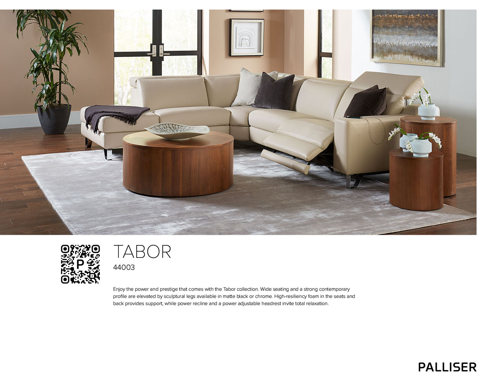 Tabor 44003 Power Headrest Power Reclining Chaise Sectional (+50 fabrics)