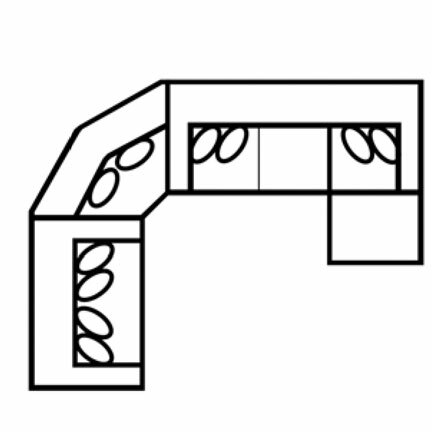 Layout J:  Four Piece Sectional 114" x 145"