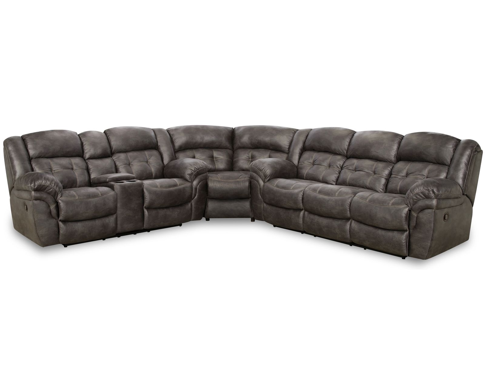 Haven Three Piece Power Reclining Sectional Charcoal (In stock) - Reversible Configuration using the Super Wedge - 127" x 141"