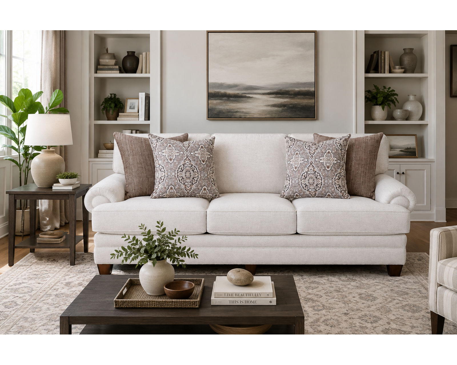 Redcliffe 101" Wide Sofa (Timeless Comfort with a Fresh, Designer-Curated Look) - Shown in a Durable and Luxurious Fabric Color Cotton