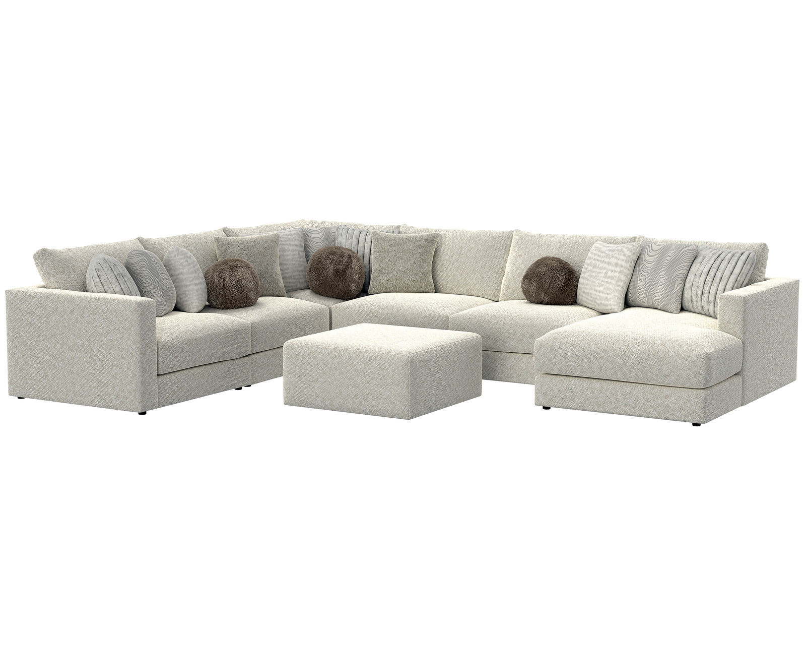 Ritzy 2235 Modular Sectional (includes all pillows) - Layout F: Six Piece Sectional 132" x 172" x 72" (ottoman available)