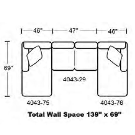 Layout E: Three Piece Sectional 69" x 139" x 69"