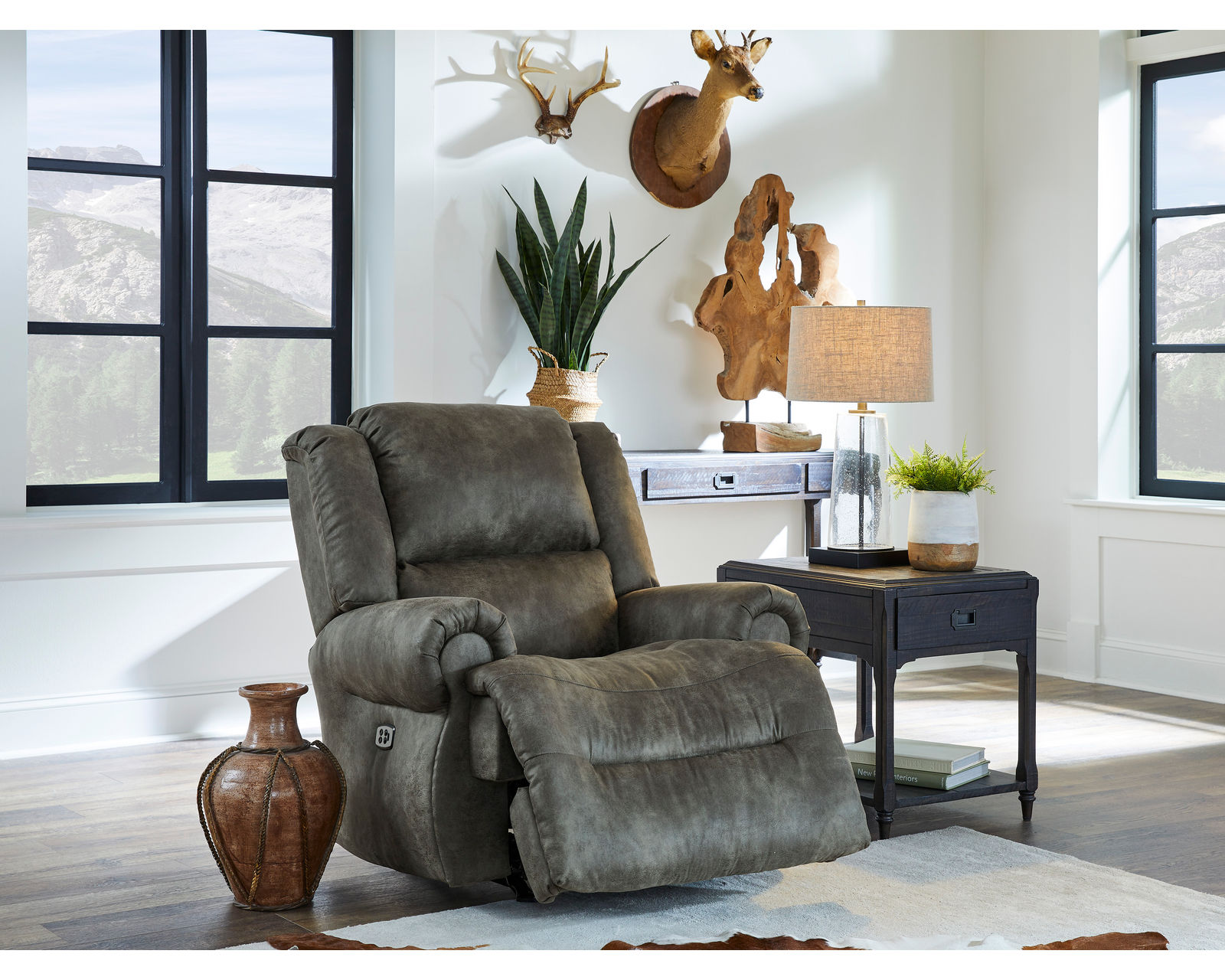 🎣 Genet 85" Reclining Sofa w/ Dropdown Table (+65 colors)