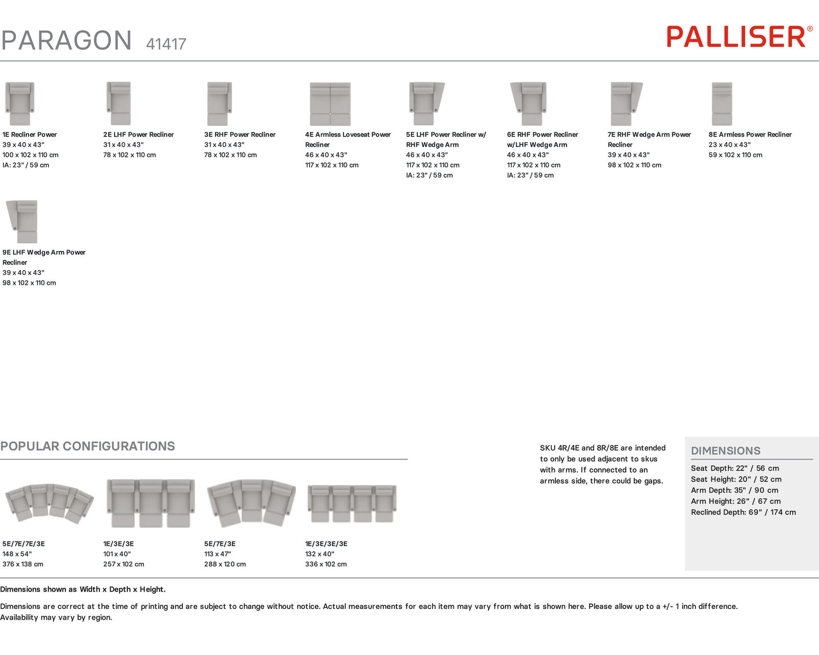 Paragon 41417 Power Reclining Home Theater Sectional (+200 colors)