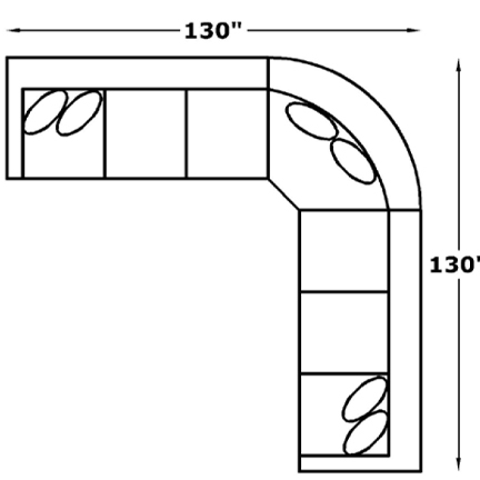 Layout I: Three Piece Sectional 130" x 130"