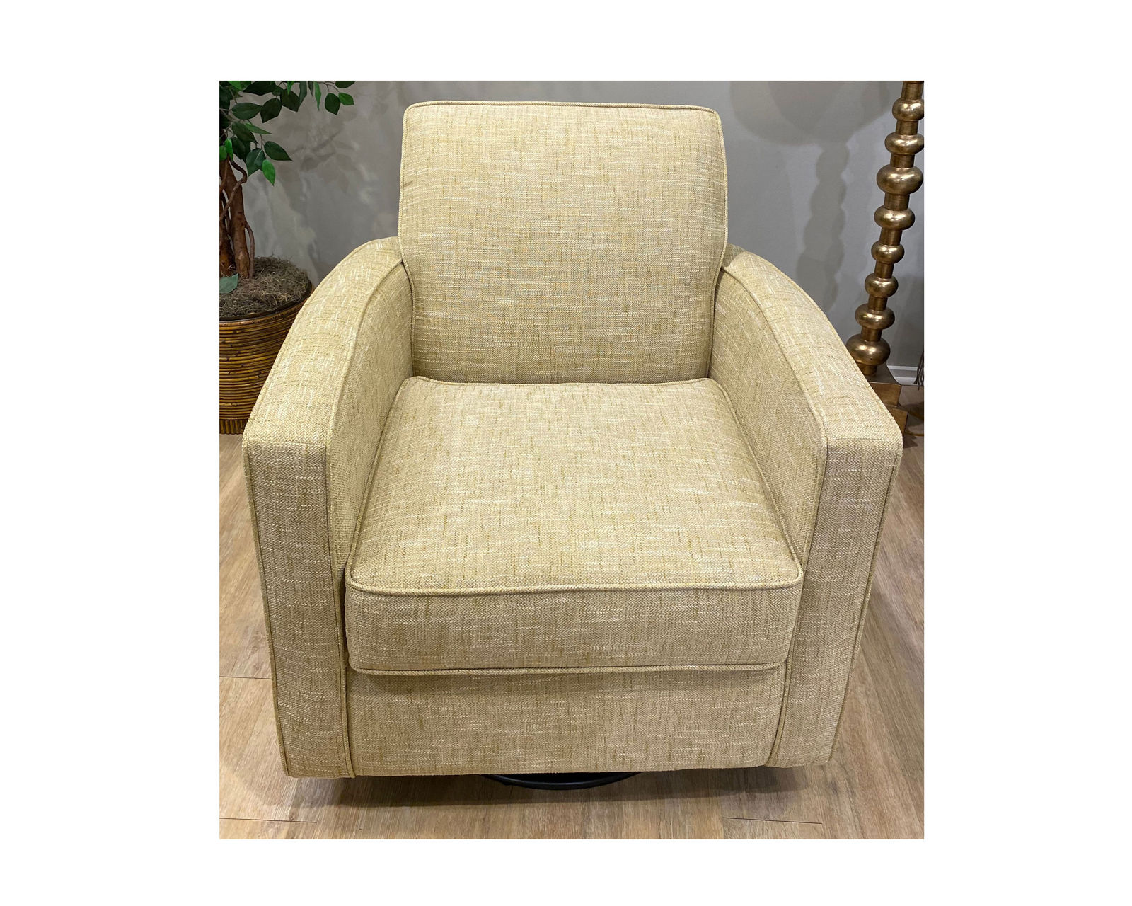 Jonah Linen Three Piece Sectional (Includes Pillows)  - McKitterick Citrus Swivel Glider Chair