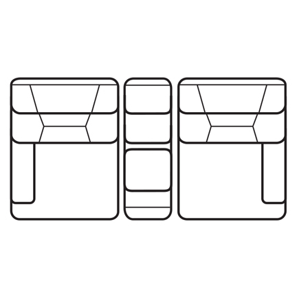 Layout A: Three Piece Reclining Sectional 77" wide (2 lift recliners)