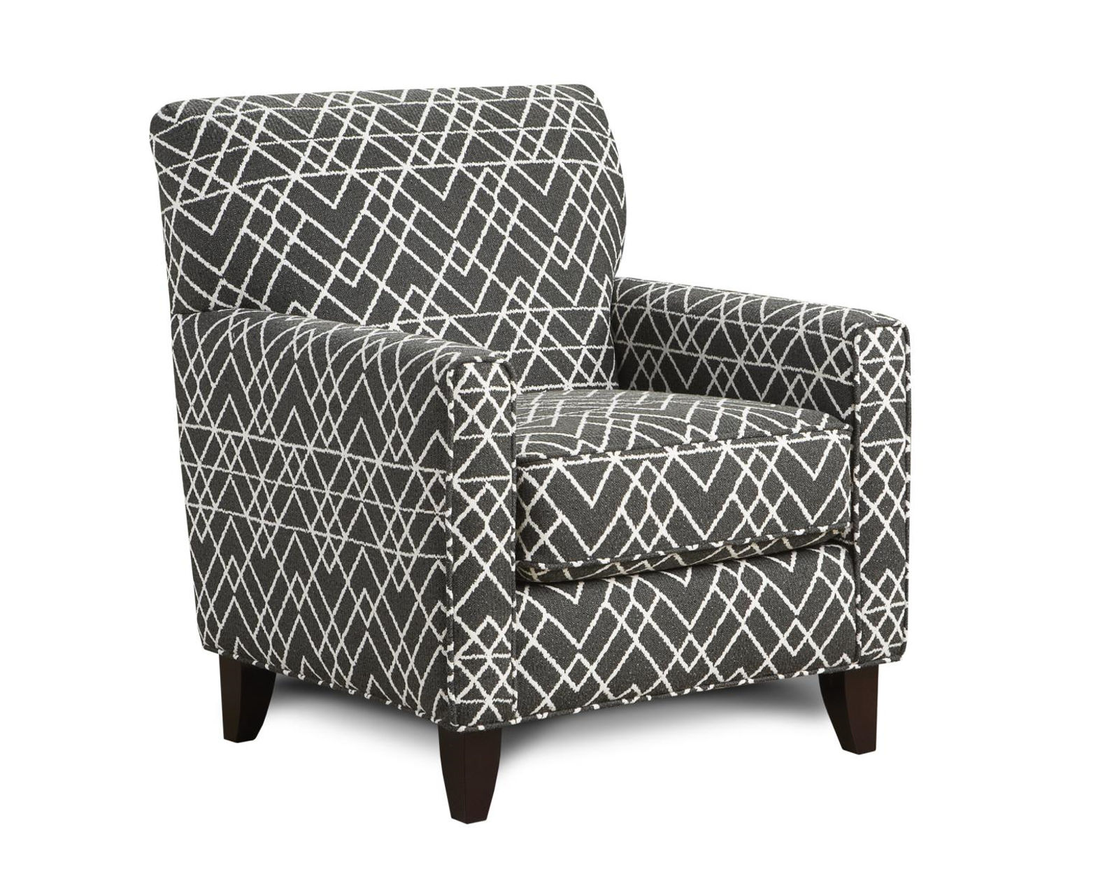 Popstitch Shell Three Piece Stationary Sectional (performance fabric) 122" x 122" - Hyphen Onyx Accent Chair - 702 (performance fabric)