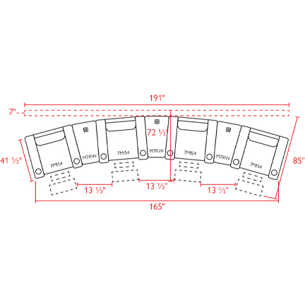 Layout E: Seven Piece Sectional 191" (4 recliners)