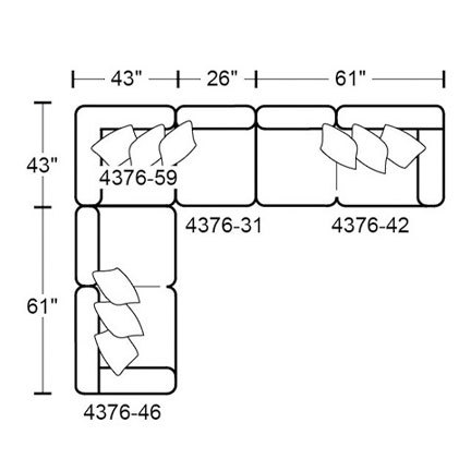 Layout J: Four Piece Sectional 104" x 130"