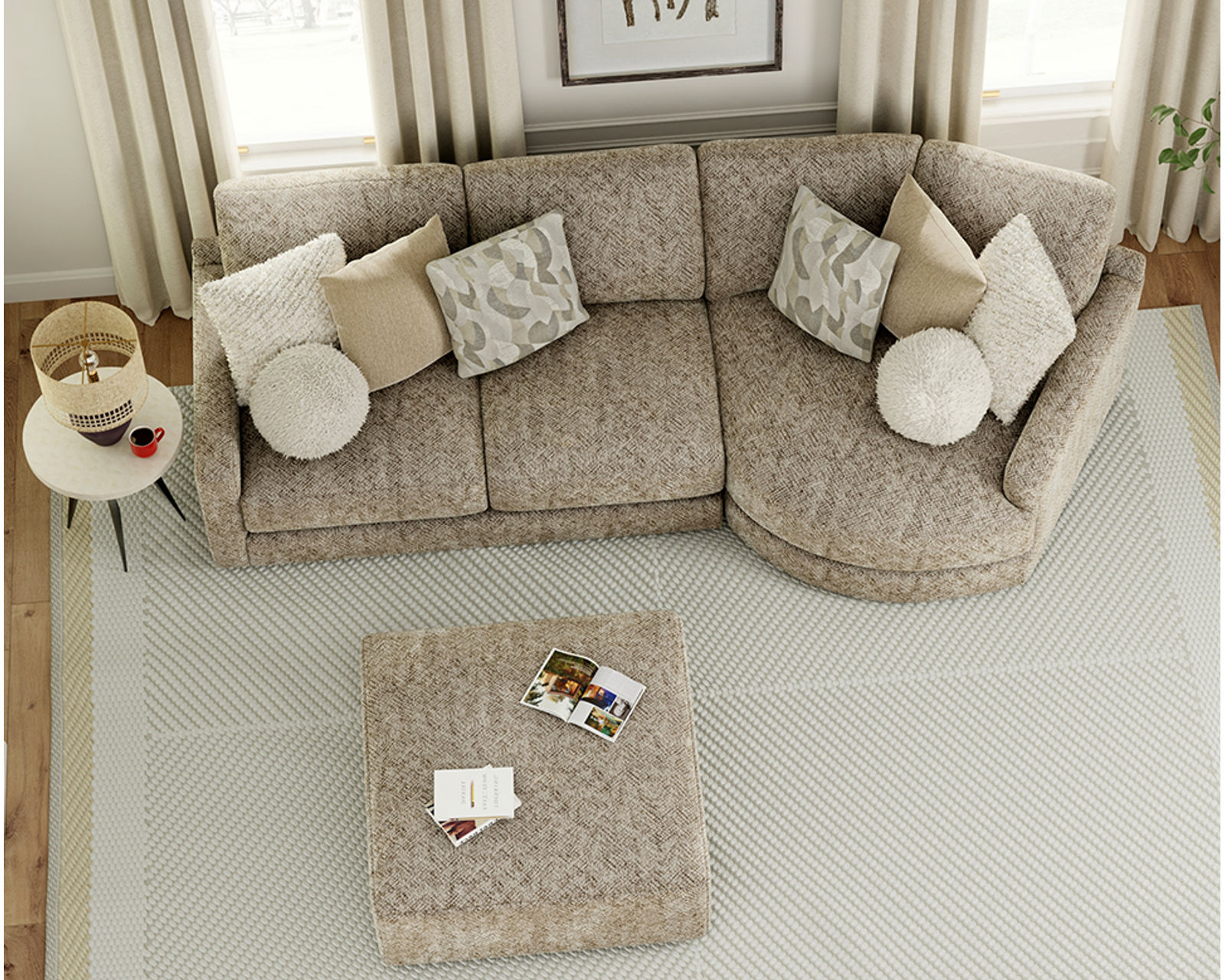 Turner Two Piece Piano Wedge Sofa Sectional (145" wide) includes pillows - Premium Comfort Without the Premium Price.