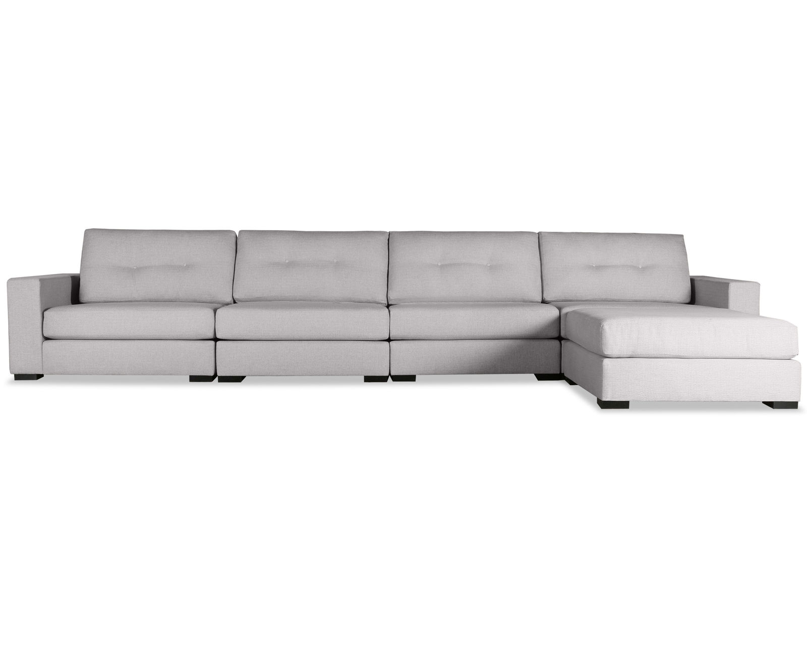 Veranda Buttoned 5 Pieces Modular Sectional w/ Chaise Left or Right (3 Colors Available) - Veranda Buttoned 5 Pieces Modular Sectional w/ Chaise Left or Right in Grey