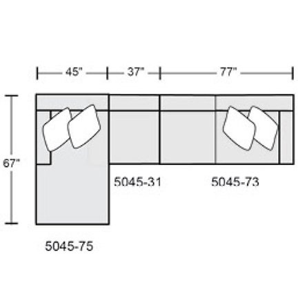 Layout D: Three Piece Sectional 67" x 159"